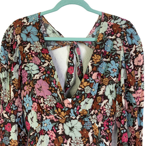 FRNCH Paris Aida Small Multi-Color Floral Open Tie-Back Midi Dress - NWT - Picture 4 of 16